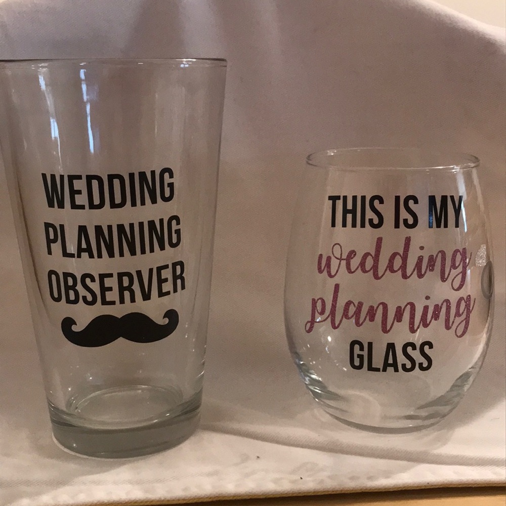 Wedding Planning Glasses - his and her beer & wine